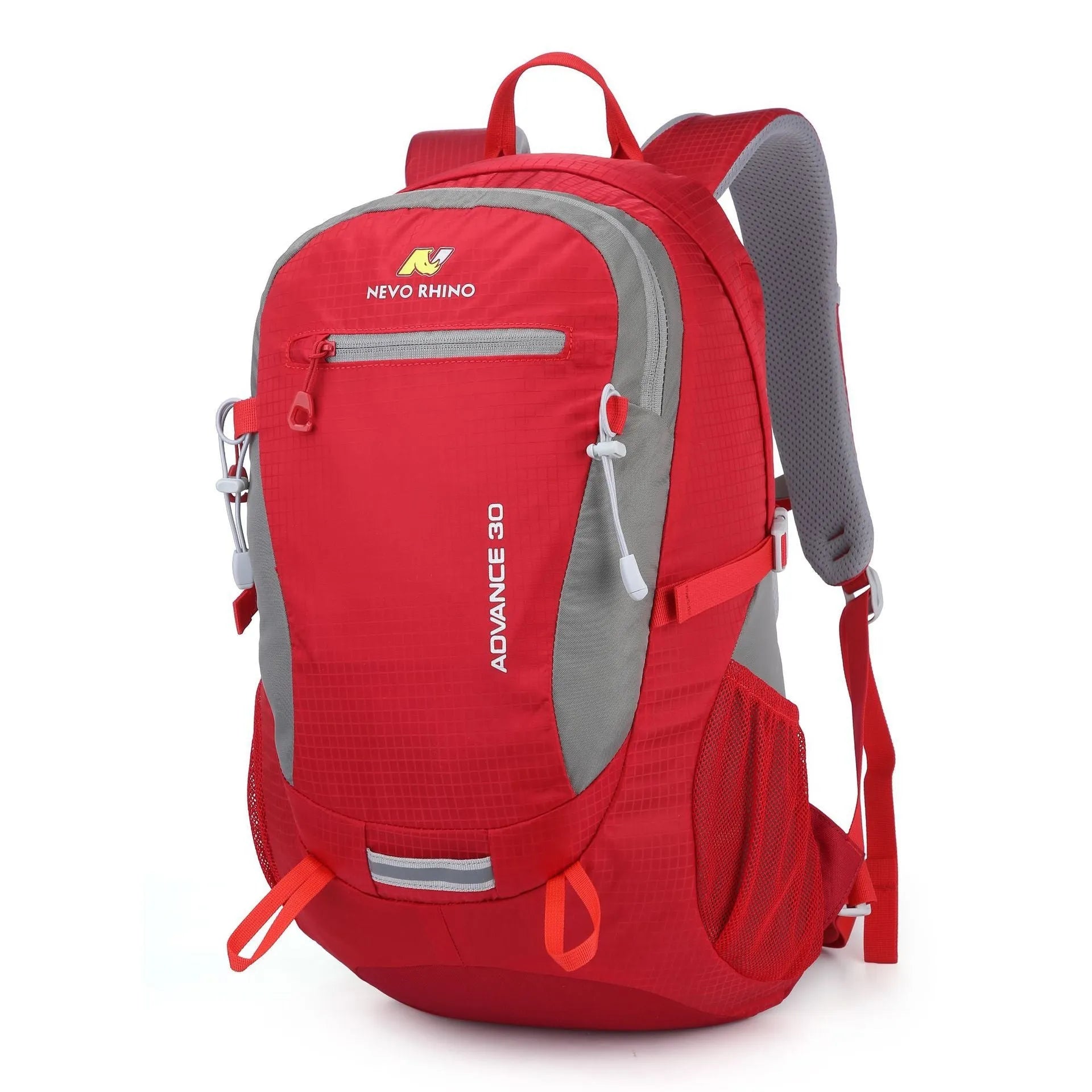 30L nylon waterproof backpack in dark green with airpillow straps on outdoor trail