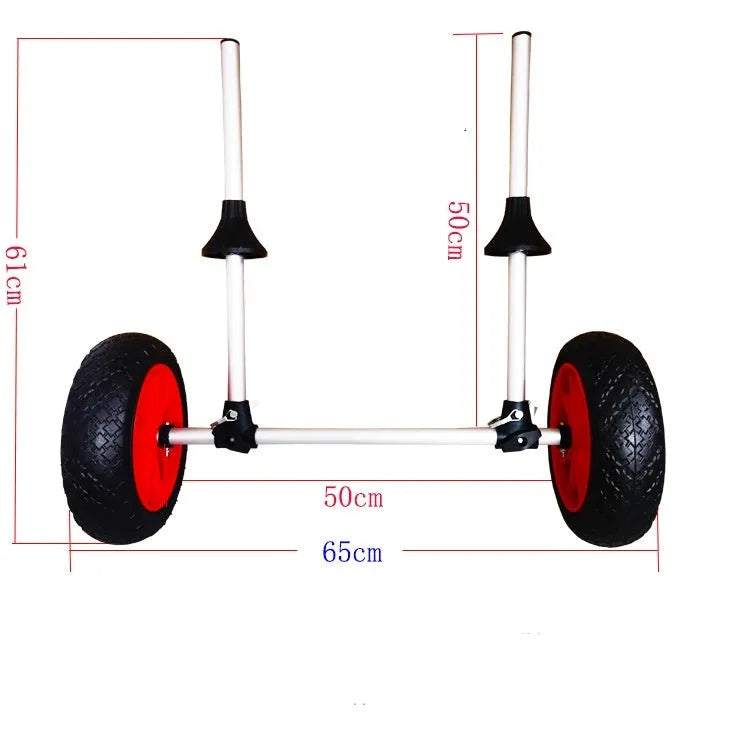 Foldable aluminium beach trailer cart with upright pole for kayak and boat transport