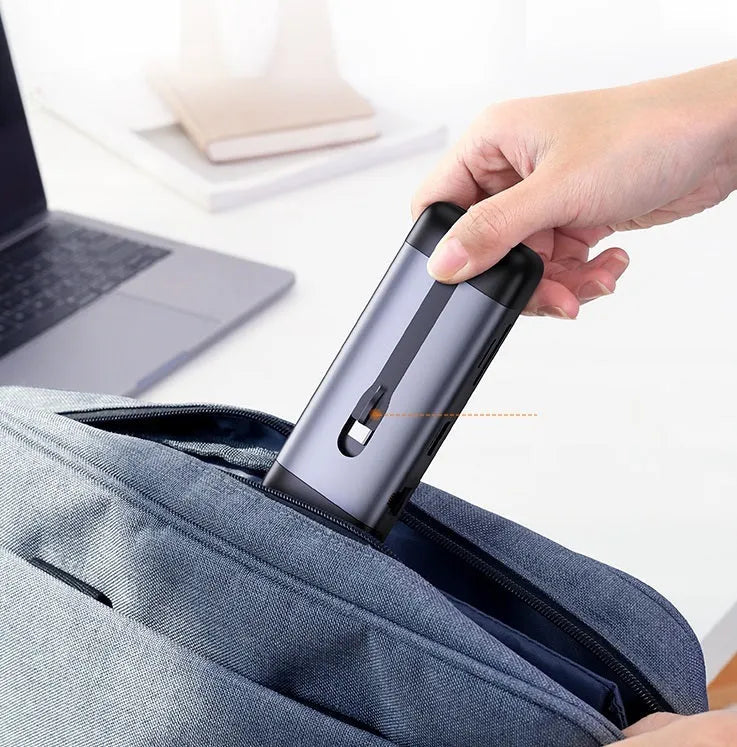 USB C to multi-port hub adapter with HDMI, VGA, Ethernet, and USB 3.0 ports on a 9cm cable