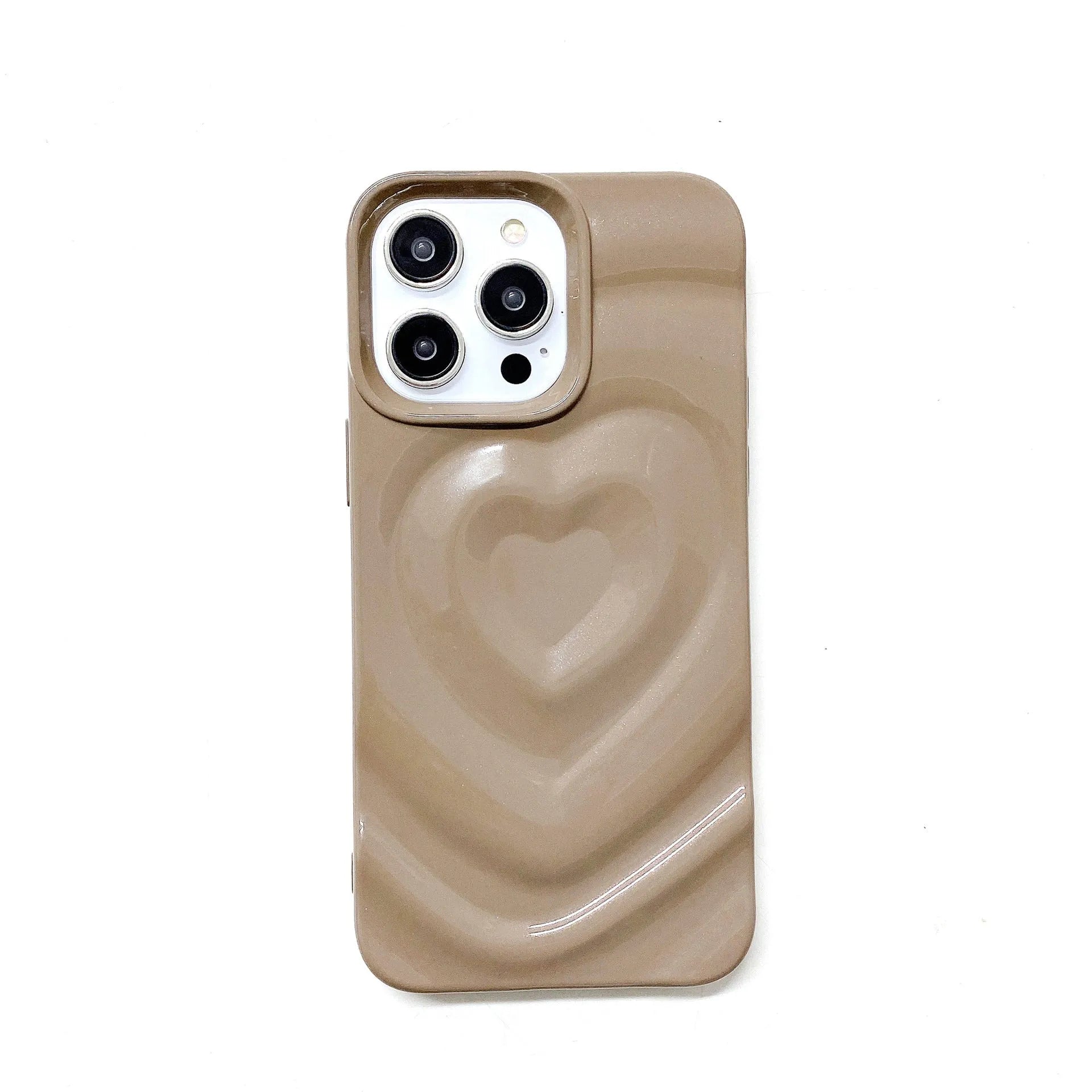 TPU soft phone case with three-dimensional love wave pattern pleated sleeve for Apple iPhone, milky white colour