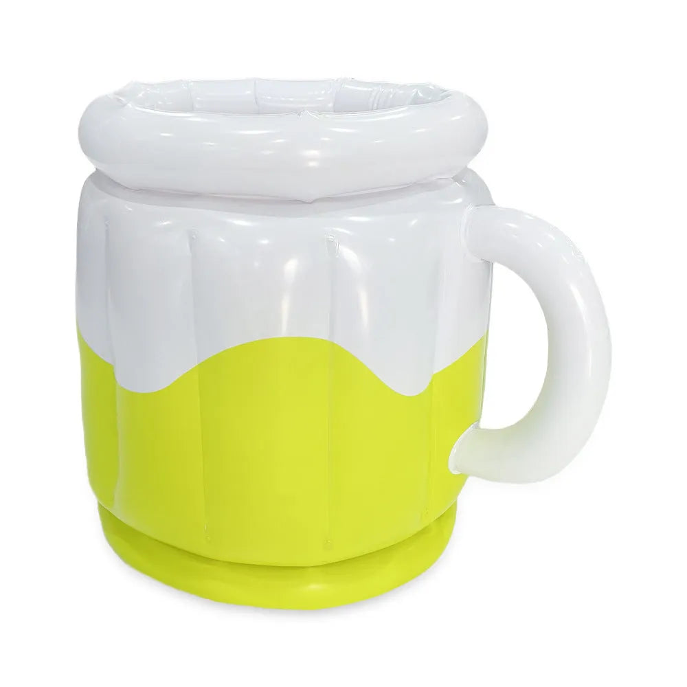 Yellow inflatable PVC ice bucket designed for beer steins and drinks bottles