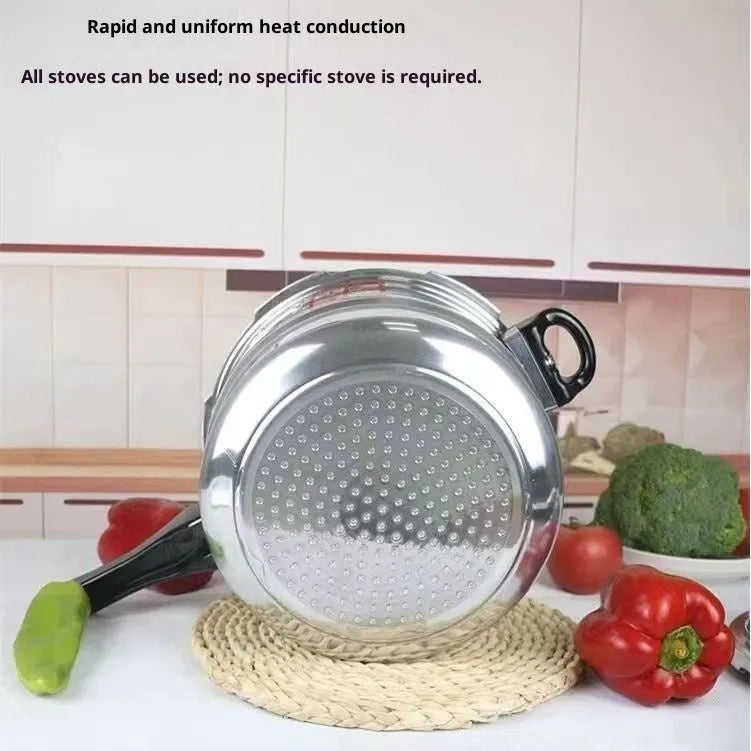 Universal 22cm 5L white aluminium alloy pressure cooker with double-sole bottom for gas and induction hobs