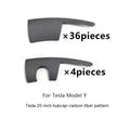 Tesla Model Y plastic wheel hub cover set in multiple colour options including carbon fiber pattern