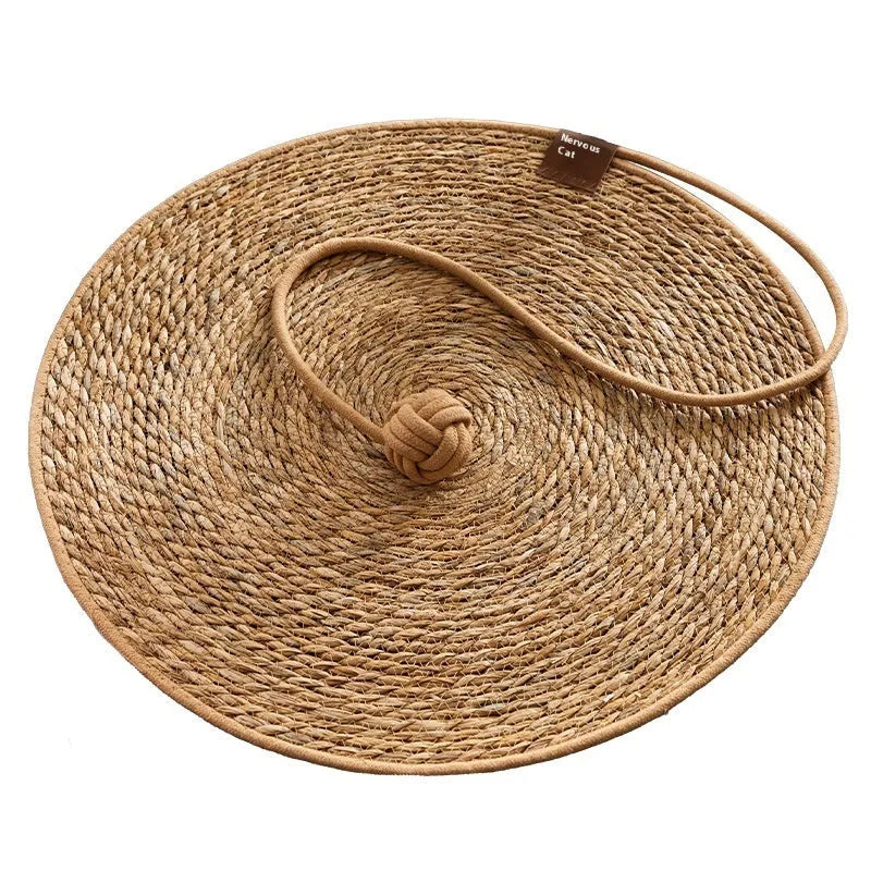 Natural papyrus round rattan cat scratching pad in brown colour, L size 60×60cm