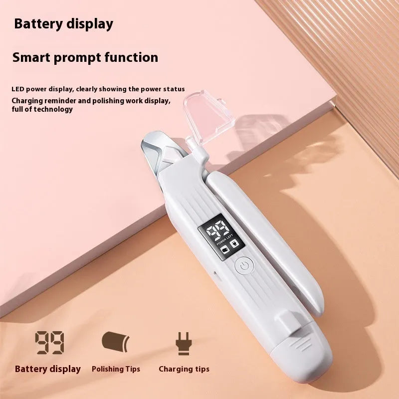 White ABS electric pet nail clippers for dogs and cats with nail piercing device