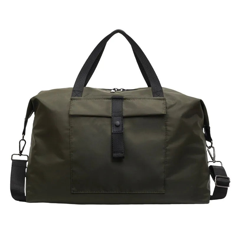 Grey one-shoulder travel bag with large 36-55 litre capacity and Oxford cloth construction