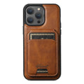 Magnetic card holder phone case with bracket for iPhone in four colours: Black, Brown, Khaki, Red