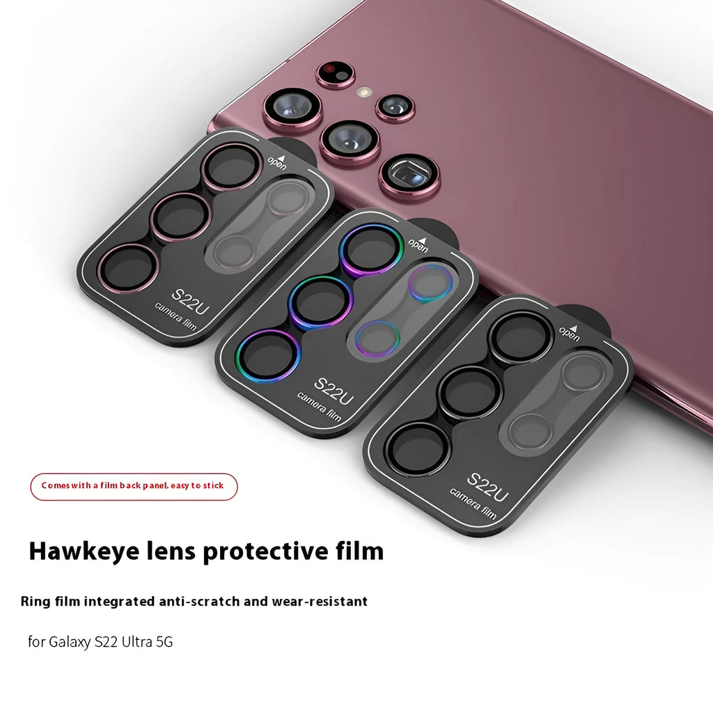 Samsung Eagle Eye single aluminum alloy glass lens protector for S22U S23 S23Ultra in black with tempered glass