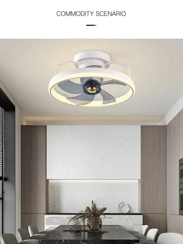 Modern simple style ceiling fan with light fixture, 50cm diameter, with PC blades and acrylic shade.