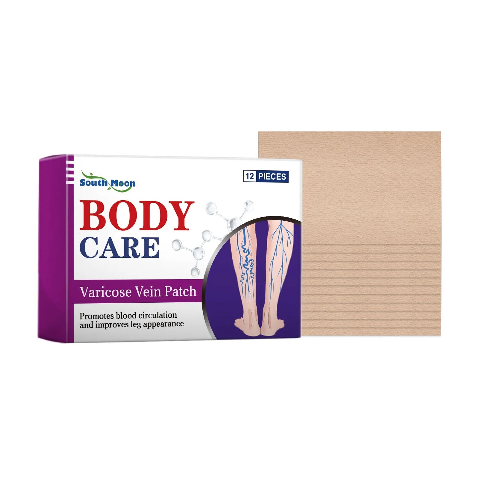 12-piece leg care patch set with plant-based nourishing formula for massage application