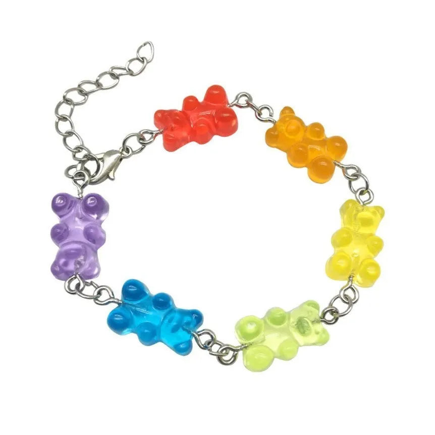 Colourful bear bracelet for women with panda animal styling, plastic and resin jewellery