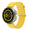 Black K9 smartwatch with round screen on a silicone strap, showing a fitness tracking display.