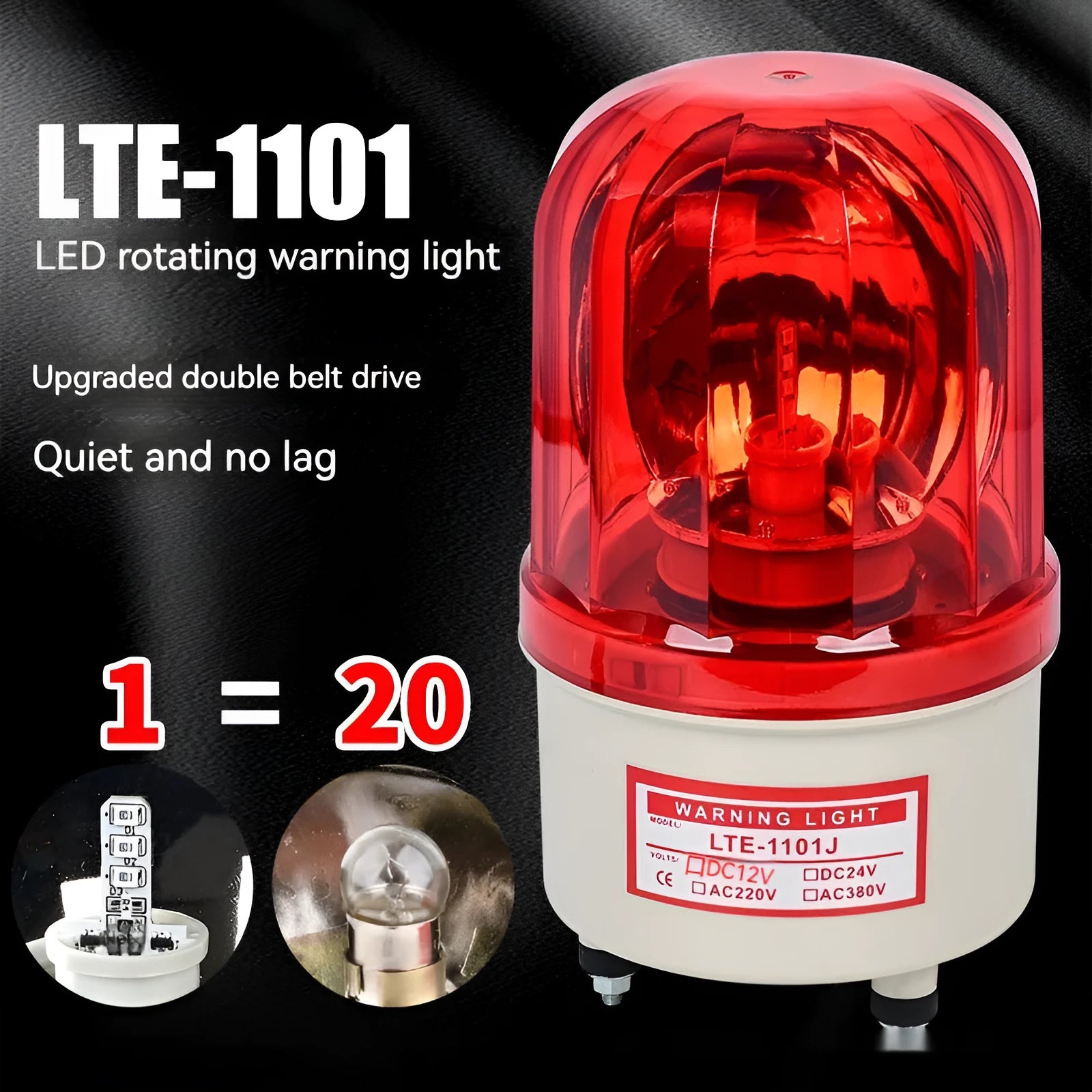 LTE-1101J industrial warning light with rotating alarm in red yellow green colours