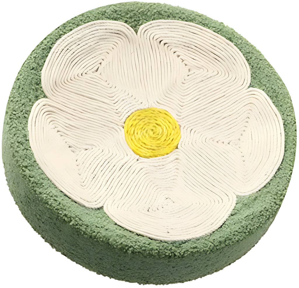 Green round sisal cat scratcher bowl lounger bed with a 39cm diameter.