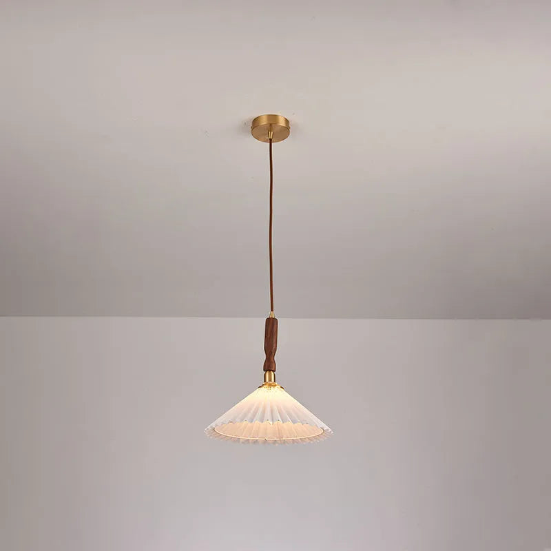 American retro wall lamp with walnut wood and fabric construction, wall-mounted design