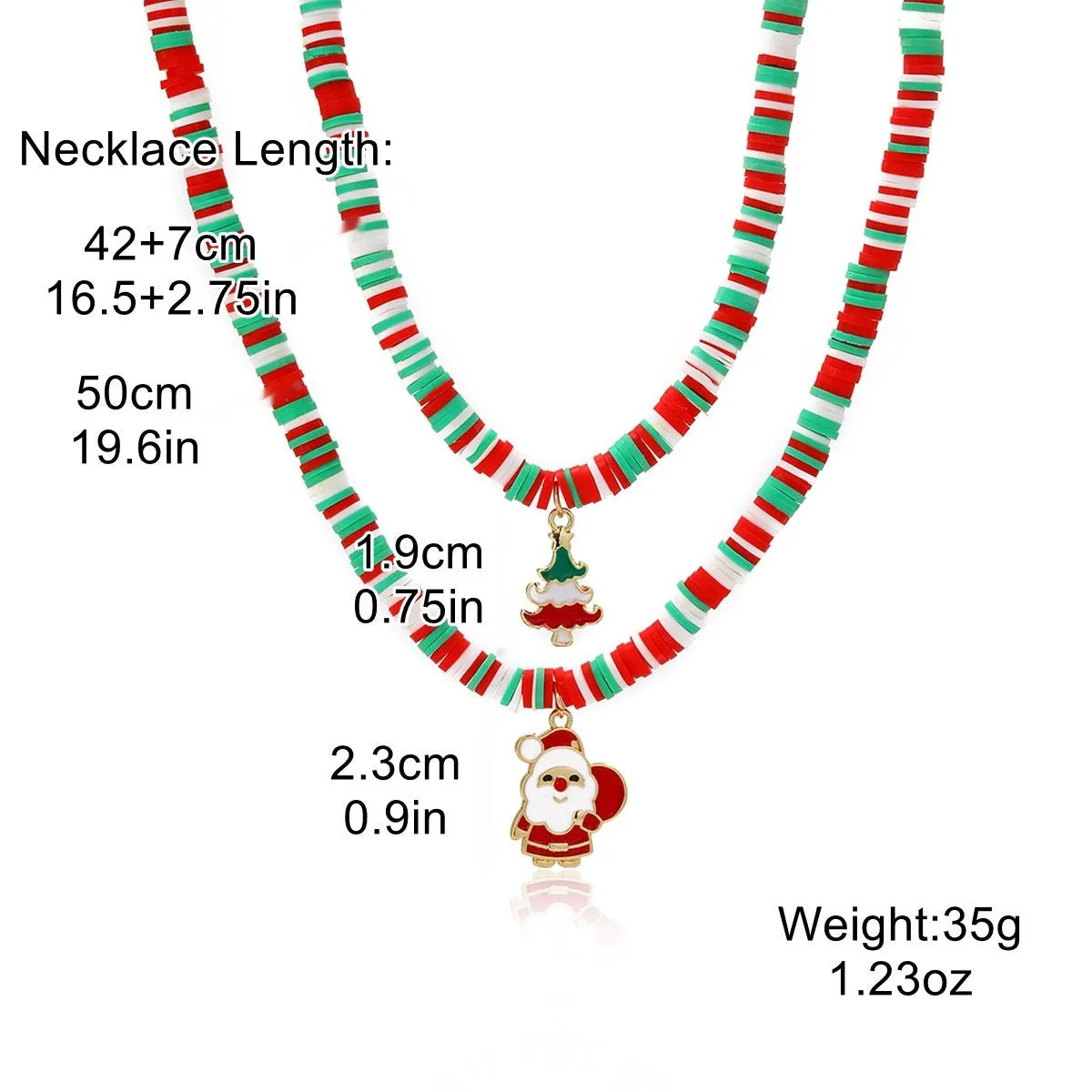 European American new Christmas bracelet pendant set in imitation pearl and polymer clay with Santa Claus design