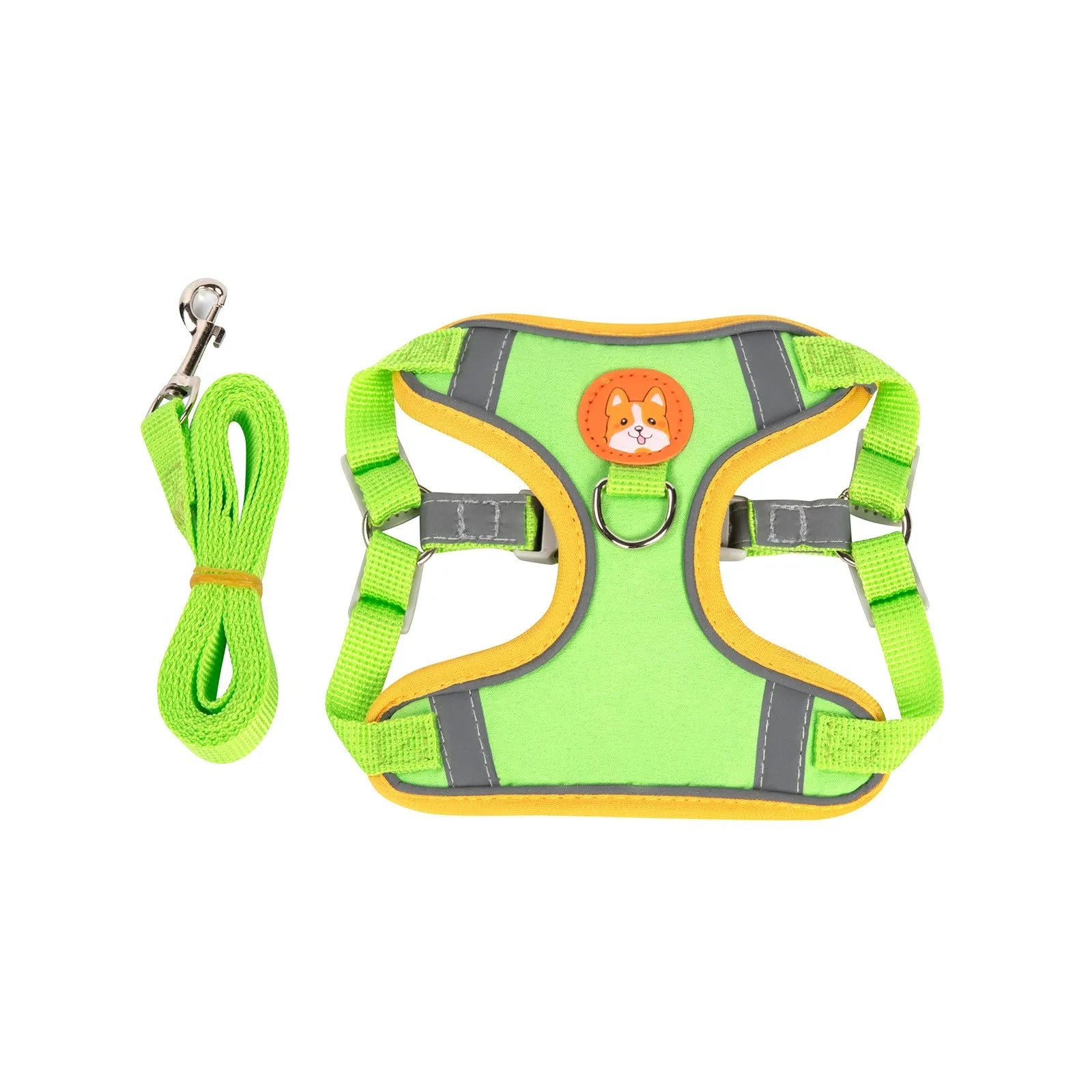 Adjustable dog haulage rope harness in multiple colours on a chest strap.
