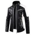 Men's PU leather coat with fleece lining, zipper pockets, retro straight hem, available in multiple colours