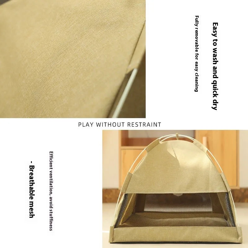 Breathable cloth cat tent nest in industry gray for indoor outdoor use, size medium
