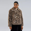 Women's leopard print coat with buckle lapel closure in street fashion style
