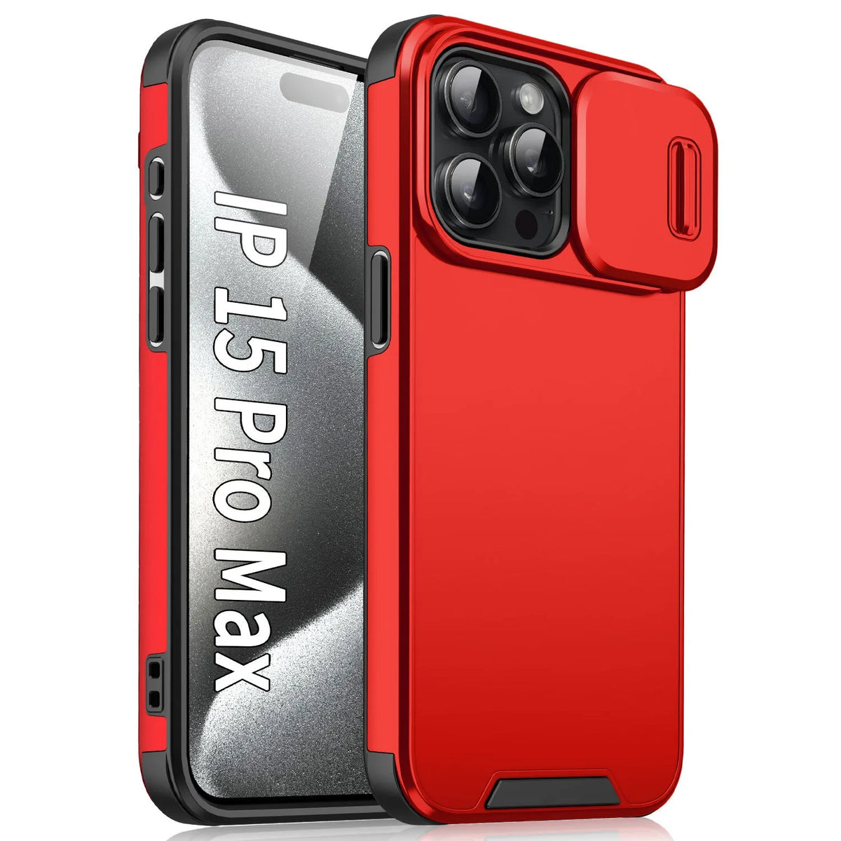 Frosted TPU PC sliding window phone case in black for iPhone 14 Pro Max with shockproof drop protection