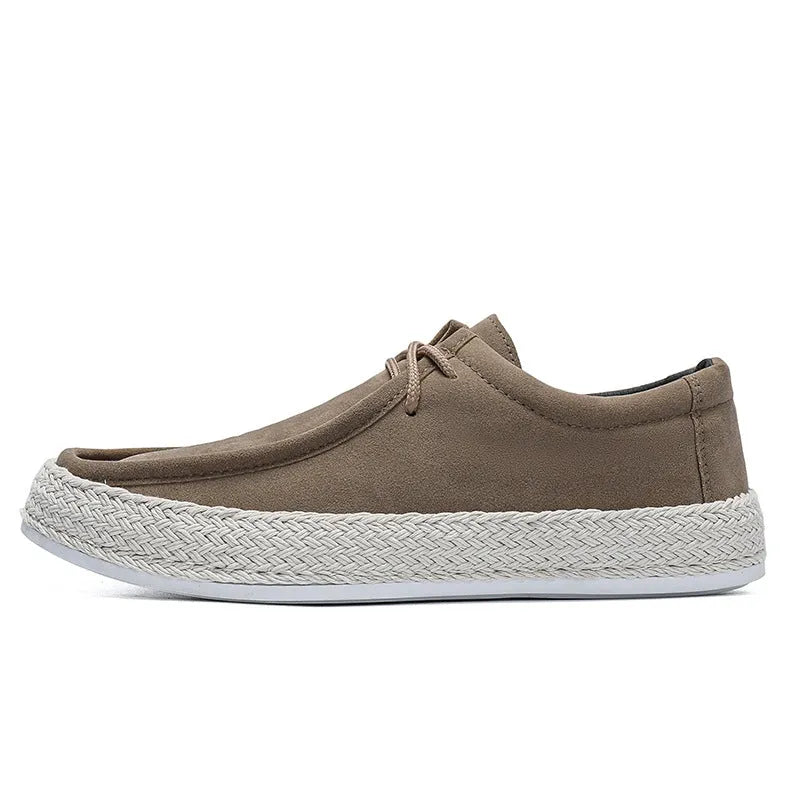 Men's low-top casual sneakers in khaki or blue, artificial PU upper, PVC sole