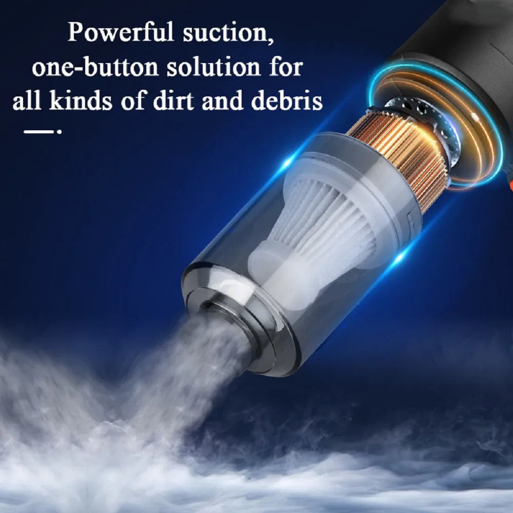 Mini car vacuum cleaner wireless strong suction black handheld for car interior cleaning