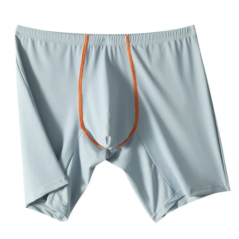 Men's mid-waist boxer shorts in quick-drying nylon fabric showing U-convex design