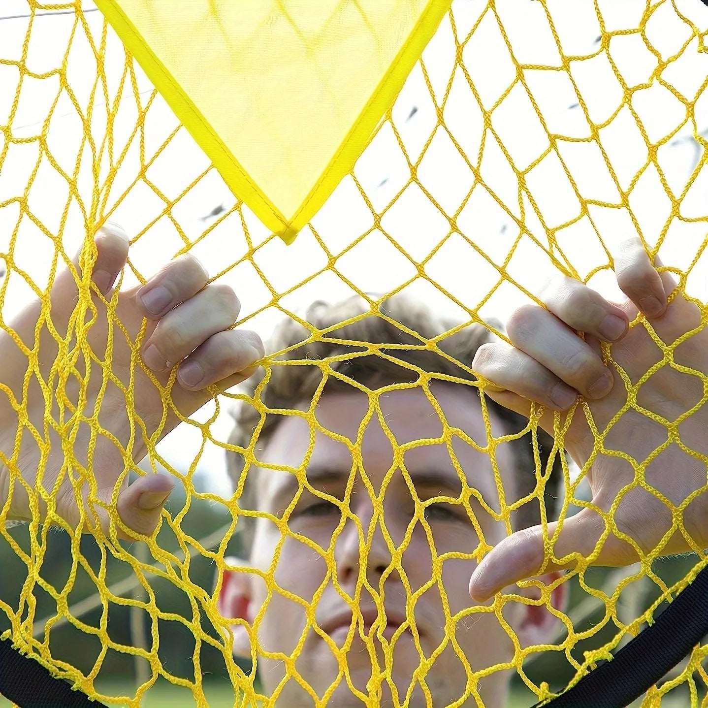 Portable soccer training goal net in black or yellow for practice drills