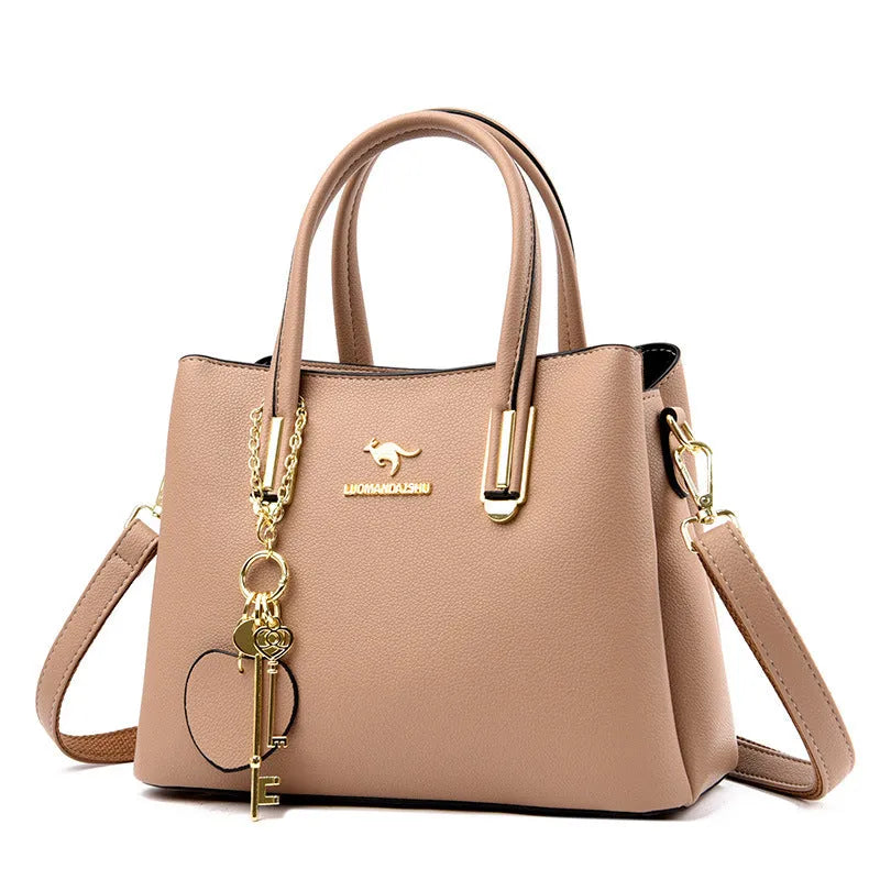 Horizontal square lychee texture PU women's handbag in multiple colours, 28x22x12.5cm