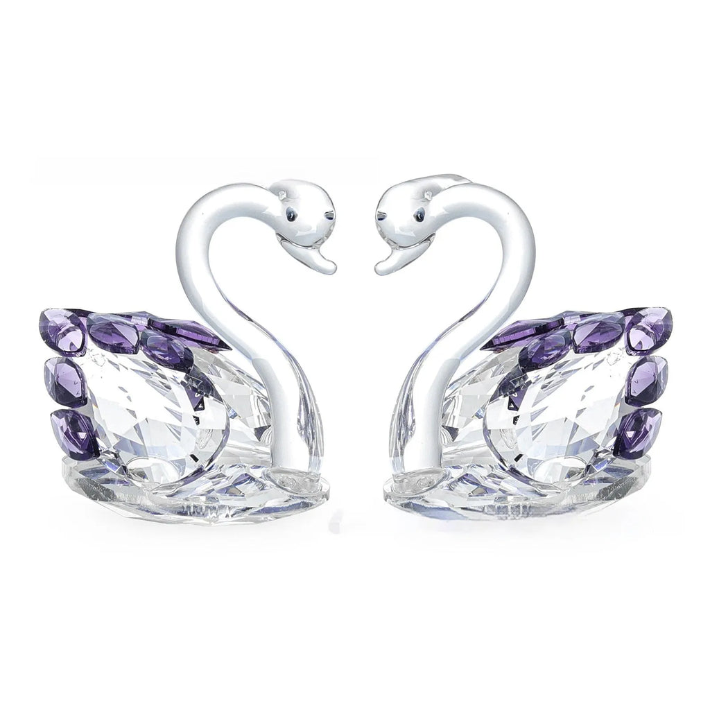 White crystal swan ornament with colour options for desktop decoration