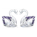 White crystal swan ornament with colour options for desktop decoration