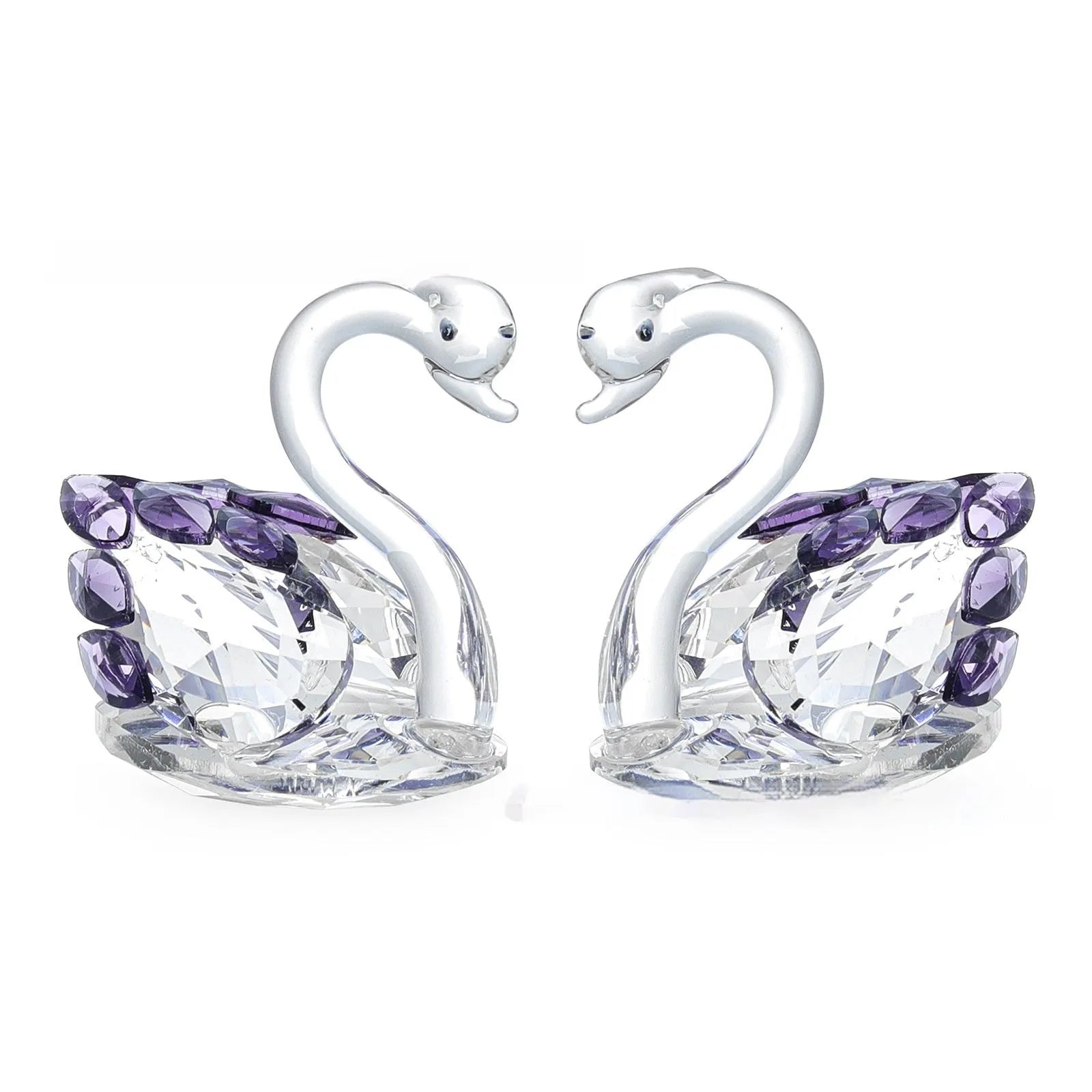 White crystal swan ornament with colour options for desktop decoration