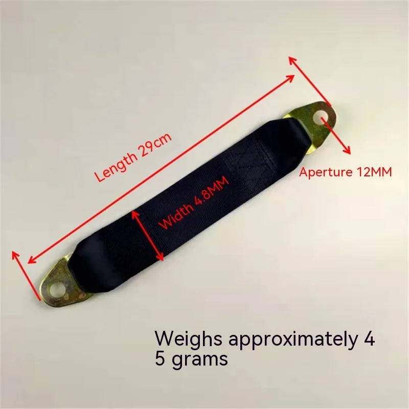 Black electric door limit fixing strap with screw nuts for universal vehicle installation