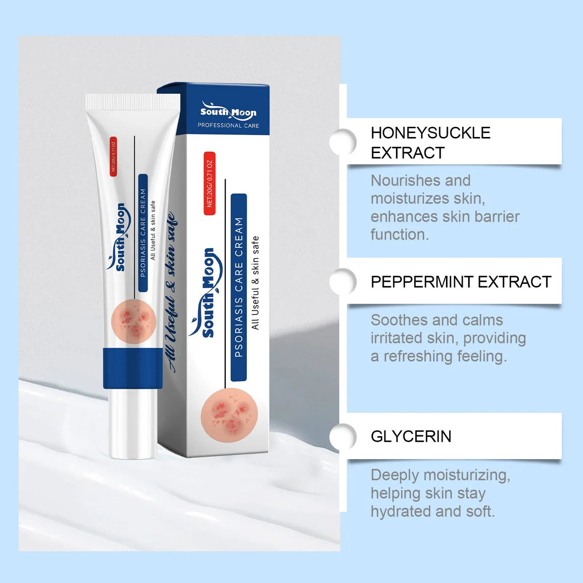 20g cooling neck cream tube with mint and honeysuckle extracts, 3 x 1.8 x 13.8cm