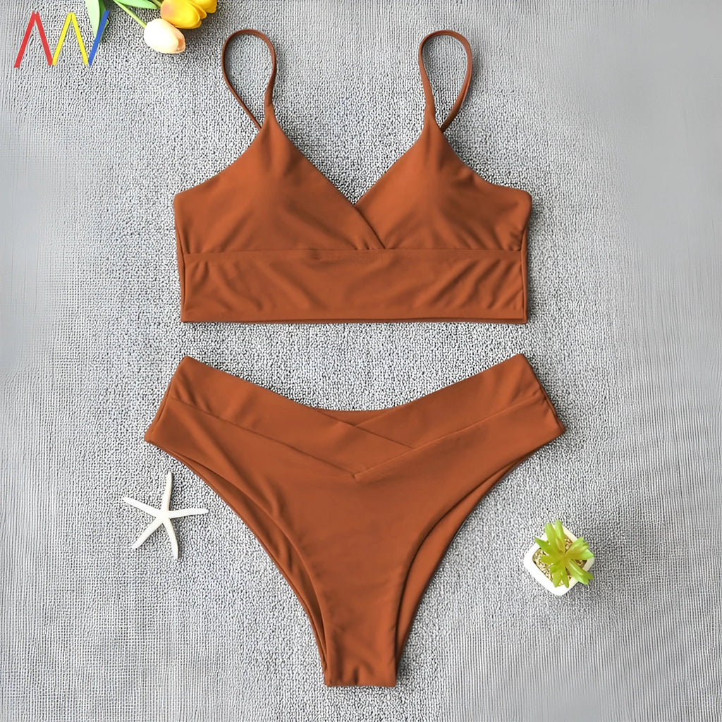 Women's two piece polypropylene fibre swimsuit bikini in multiple colours with briefs or triangle style options