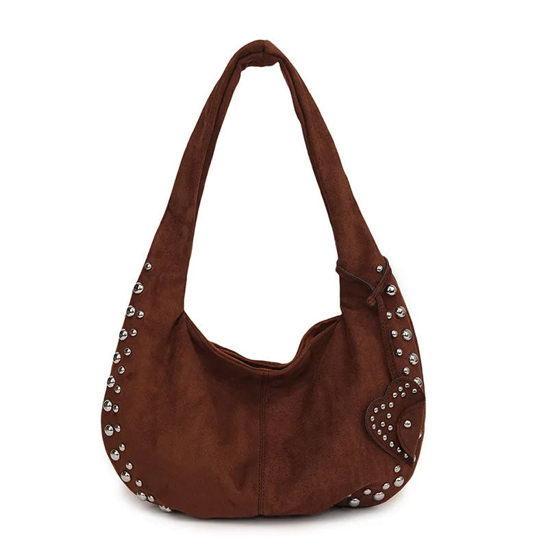 Soft plush underarm tote handbag in European American retro style, strapless design