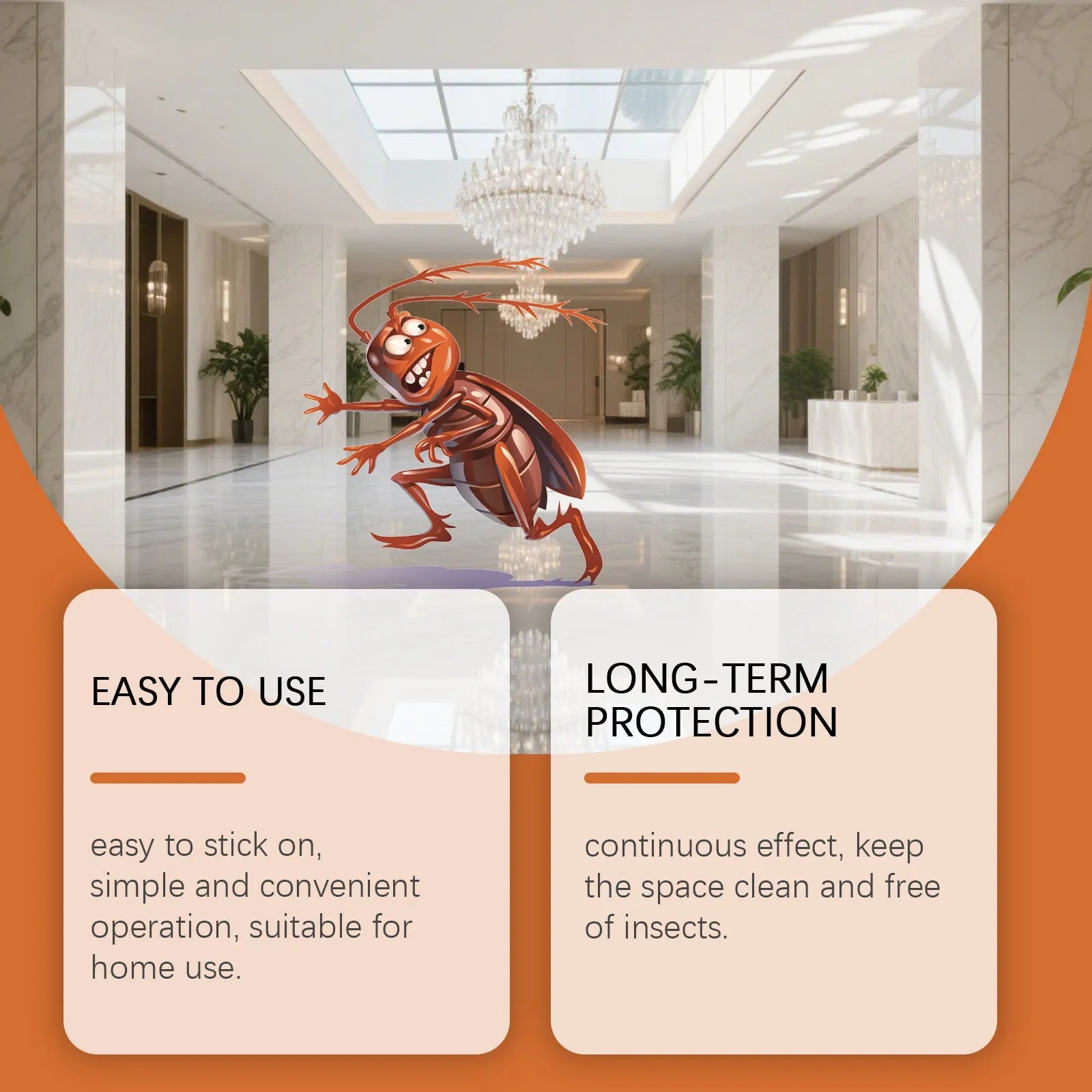 Indoor cockroach killer bait sticker traps with glue pads for household kitchen pest control