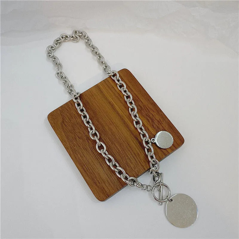 Round titanium steel necklace with box chain and baking varnish finish, adjustable from 21cm to 50cm