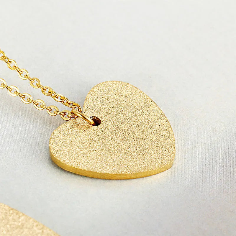 Geometric heart-shaped titanium steel necklace with silver tone finish