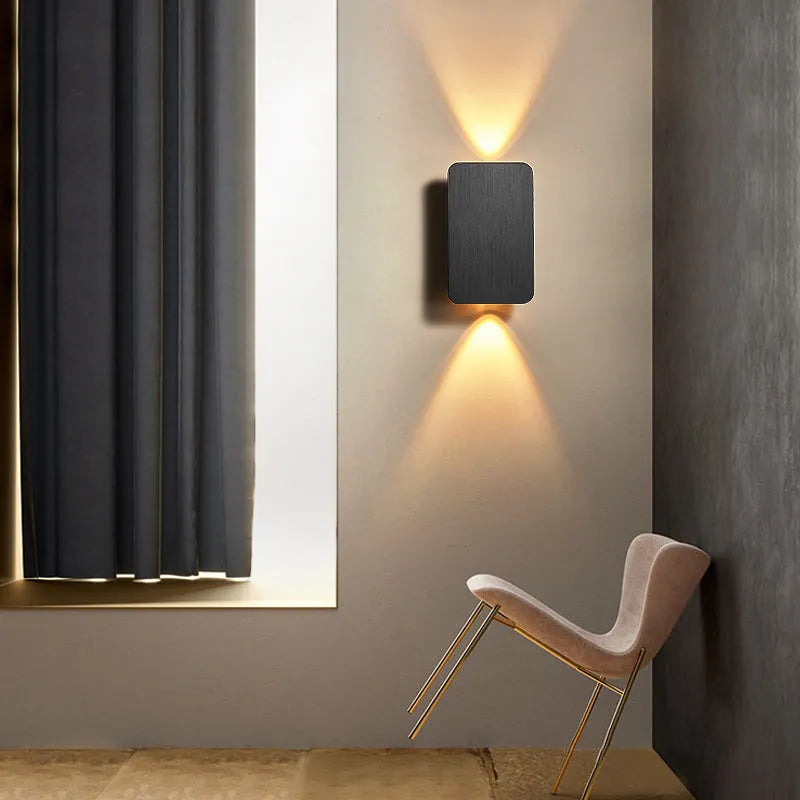 Minimalist Nordic LED wall lamp in black gold coffee or grey finish with warm neutral or white light option