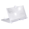 Black plastic mobile phone screen magnifier 12 inch 30cm diagonal on desk