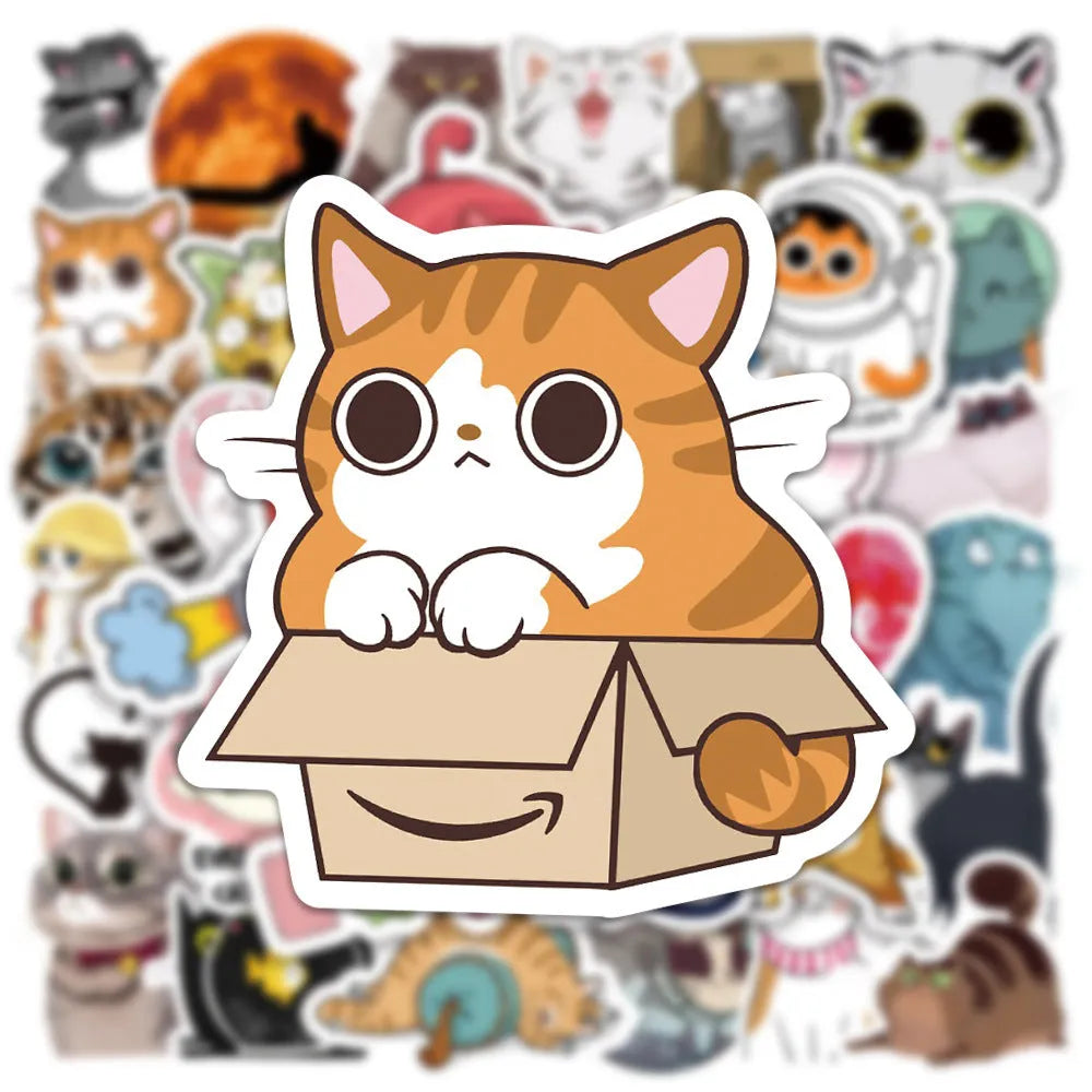 Pack of 50 waterproof PVC decorative stickers with bright film coating in assorted colours for laptops and scooters