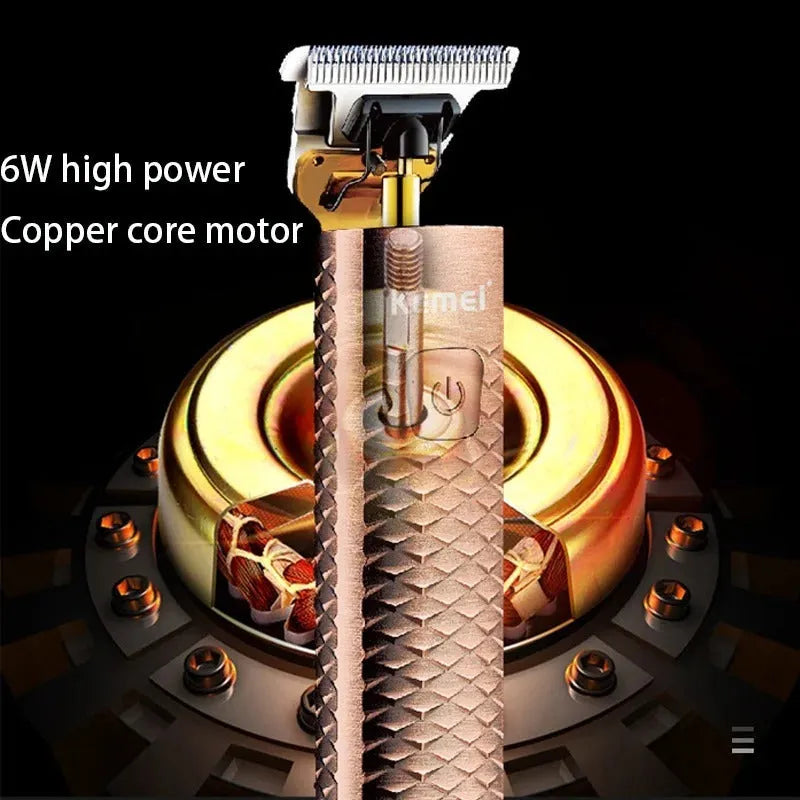 Diamond mesh engraving body LC digital display high power oil head trim hair clipper in bronze with limit combs