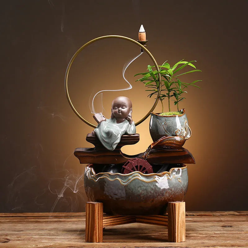 Small ceramic fish tank aquarium for living room or desktop, mini self-circulating design, sitting or lying style