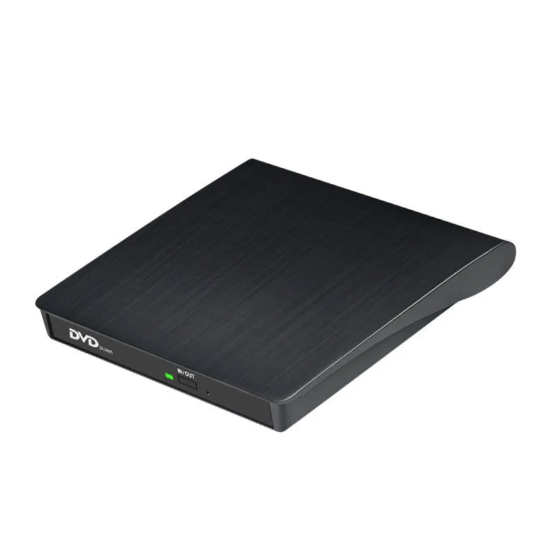 External USB Type-C CD DVD burner drive in black, compact size for laptop use