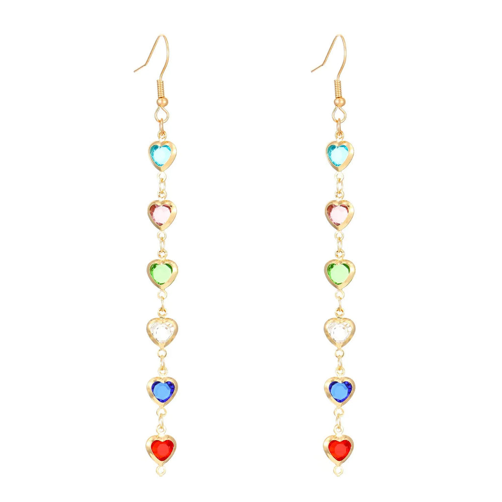 Women's colorful water drop tassel earrings with electroplated KC gold finish on copper
