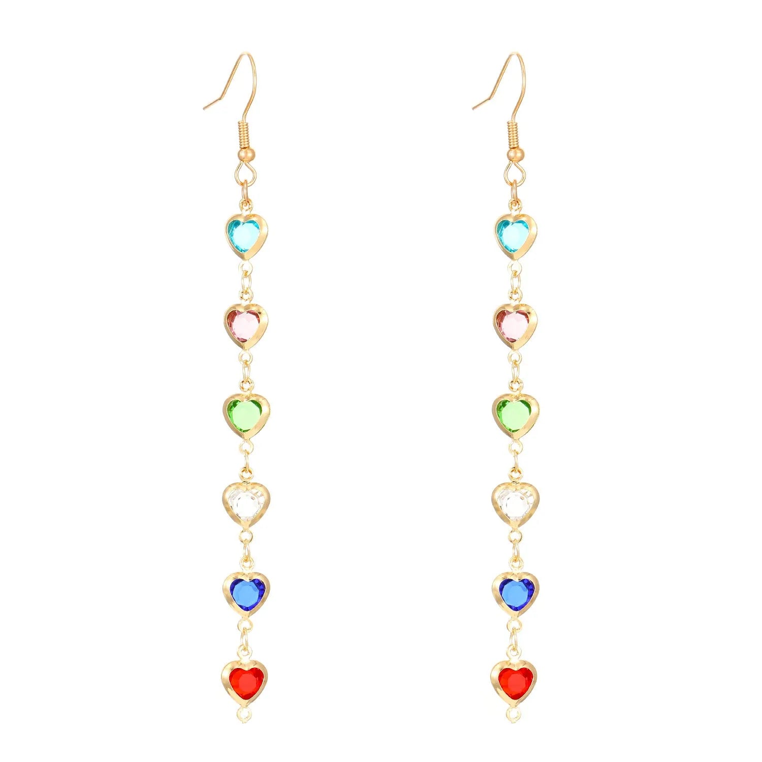 Women's colorful water drop tassel earrings with electroplated KC gold finish on copper