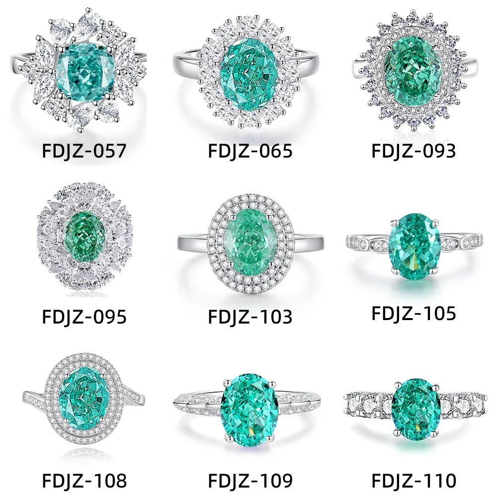 S925 sterling silver geometric ring with an inlaid emerald stone and high carbon diamond.