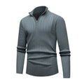 Men's half zip striped knit sweater, loose fit, stand collar, long sleeve, available in five colours M to XXXL